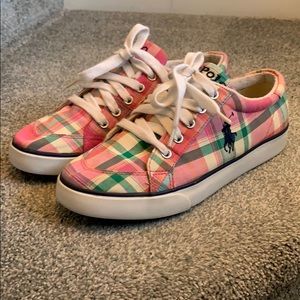 Ralph Lauren Polo Plaid Sneakers Pink/Green/White